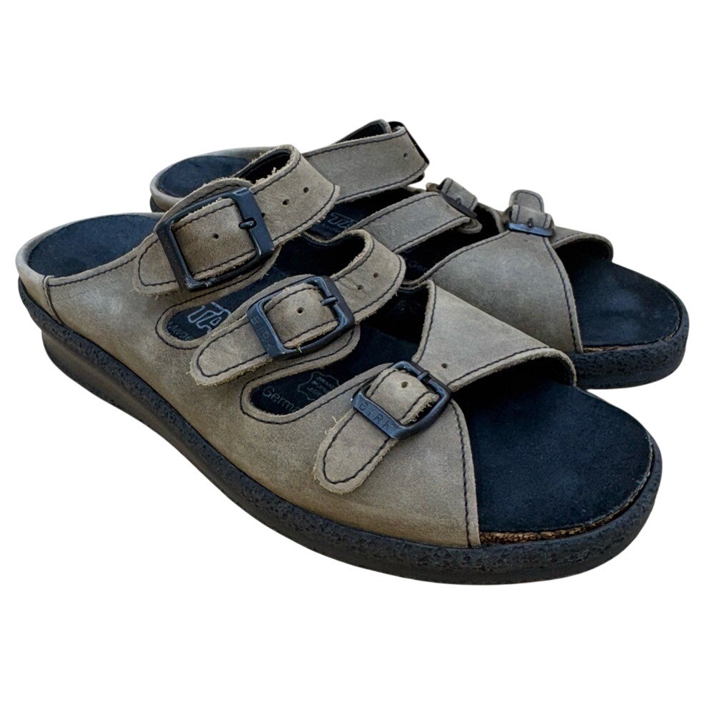Birkenstock Tatami 3 Strap  Buckle Slide Sandals, Brown Nubuck Women's‎ 7 EUC